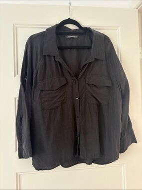 Zara Woman Black Premium Denim Collection Shirt